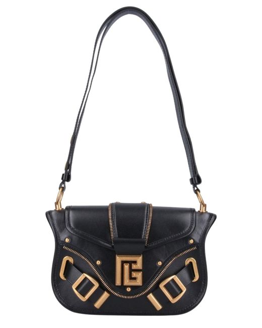 Balmain Black Blaze Leather Shoulder Bag