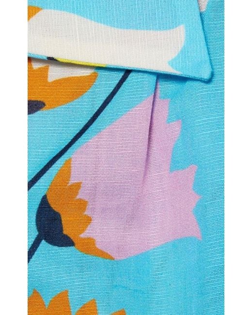 Gucci Blue Tulip Print Pleated Dress
