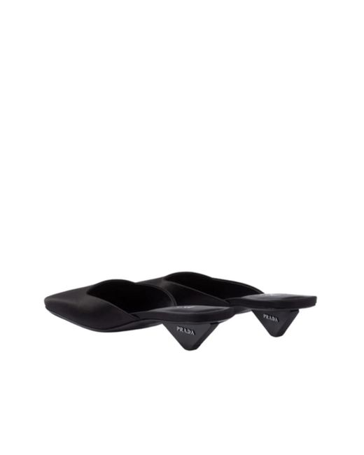 Prada Black Satin Mule Loafers