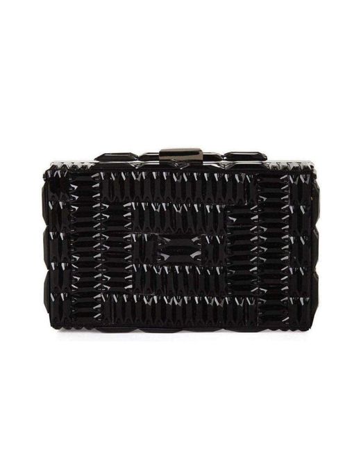 BCBGMAXAZRIA Black Lexi Large Beaded Box Clutch