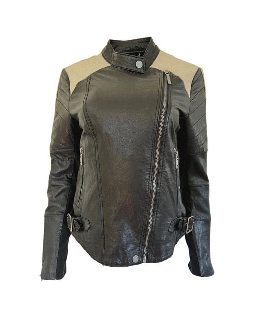 BCBGMAXAZRIA Gray Moto Leather Jacket