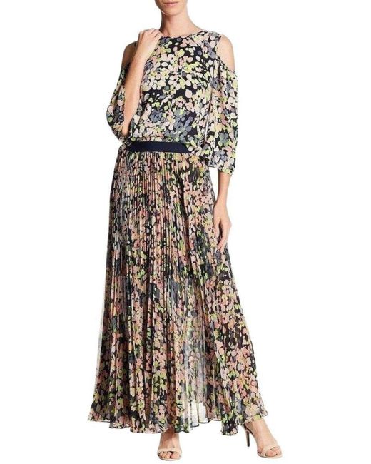 BCBGMAXAZRIA Multicolor Pleated Floral Maxi Skirt