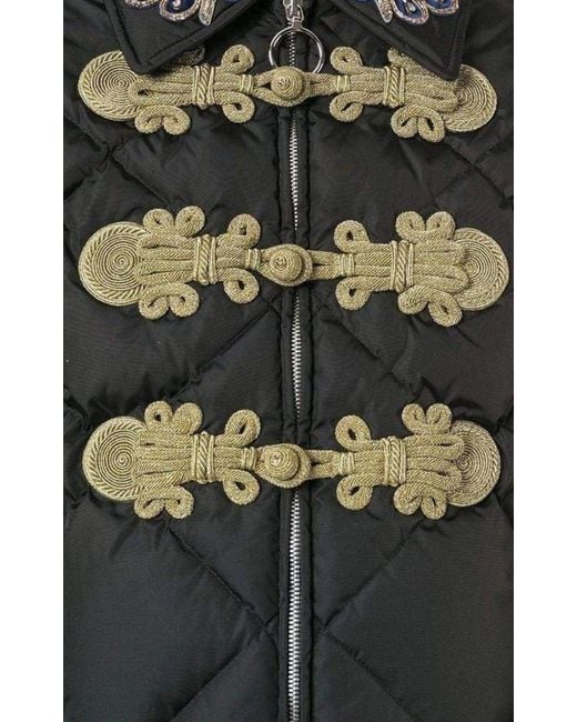 Gucci Black Embroidered Quilted Bomber Jacket It 38 (us 2)