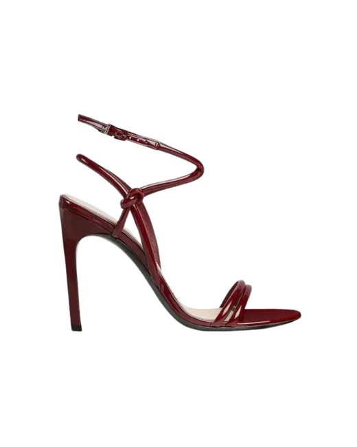 Gucci Multicolor Burgundy Strappy Patent Leather Sandals With Knot Detail