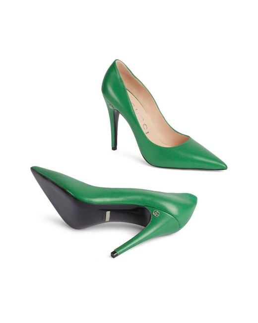 Gucci Pointed-toe 105mm Green Leather Pumps