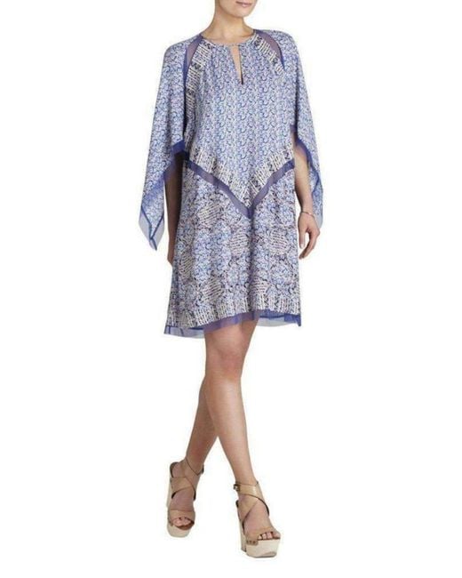 BCBGMAXAZRIA Blue Bardot Printed Long Sleeve Dress