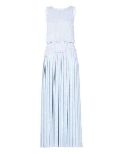 BCBGMAXAZRIA Blue Jenine High Split Pleated Skirt Maxi Dress