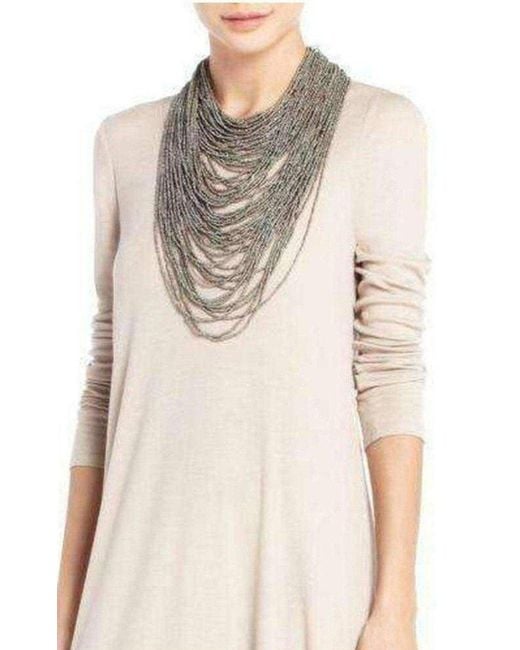 BCBGMAXAZRIA Gray Hematit Seed Bead Necklace