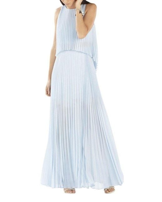 BCBGMAXAZRIA Blue Shaina Sleeveless Pleated Midi Dress
