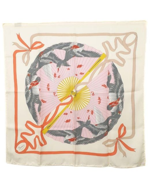 Gucci Multicolor Fly Swan Print Silk Scarf