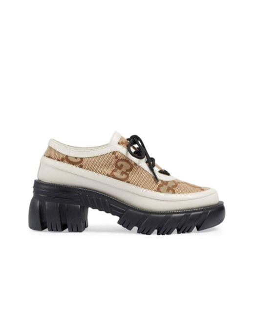 Gucci Gray GG Panelled Lace-up Shoes
