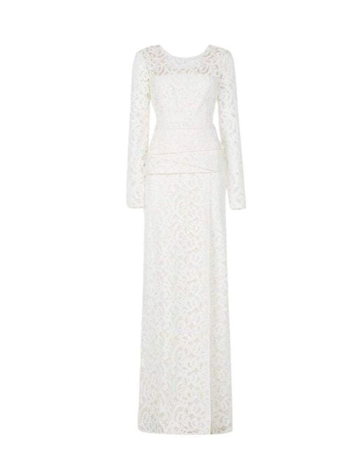 BCBGMAXAZRIA White Elizabella Cutout Lace Gown