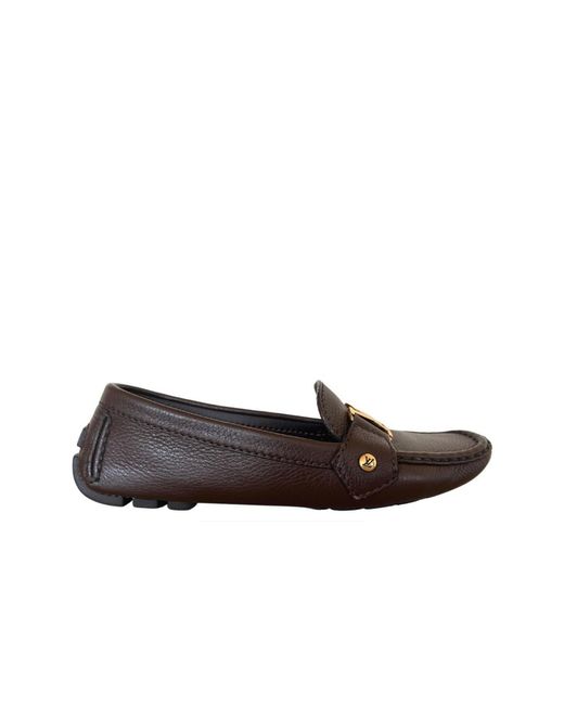Louis Vuitton Brown Leather Lv Logo Loafers