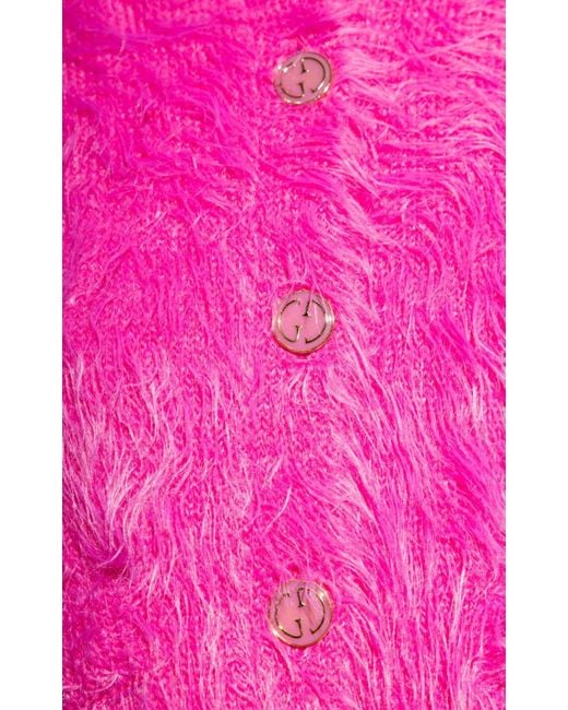 Gucci Pink Brushed Wool Cardigan