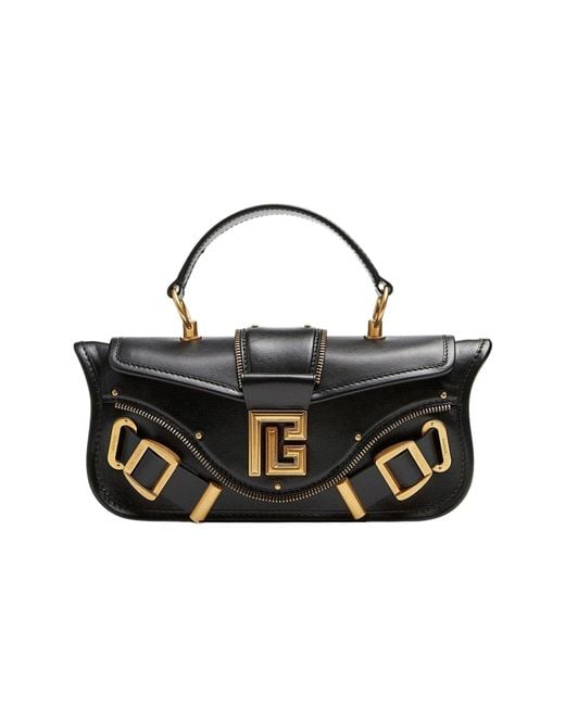 Balmain Black Blaze Small Leather Shoulder Bag