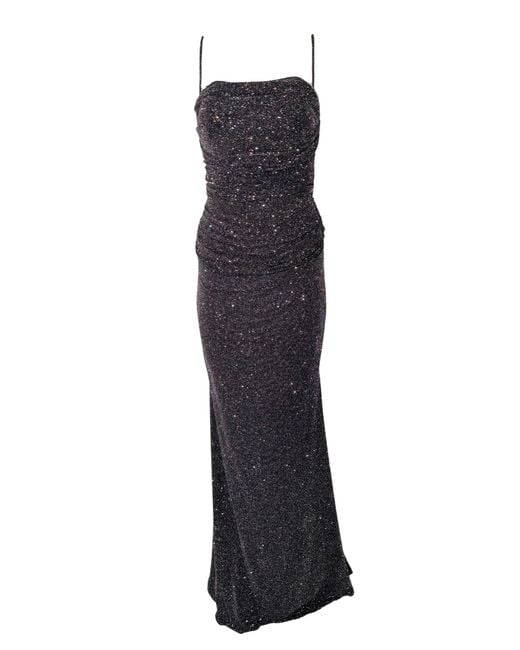 Cult Moda Blue Criss Cross Open Back Black Shimmer Prom Dress