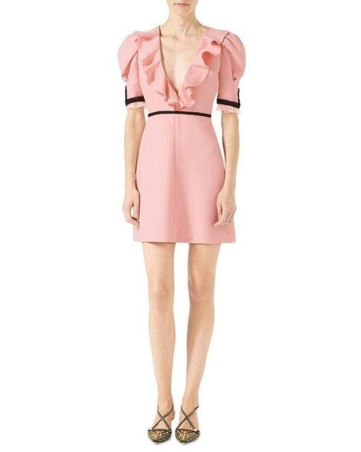 Gucci Pink Crepe Silk Wool Cocktail Dress