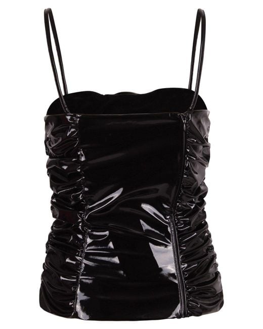 Blumarine Black Corsage Ruched Top