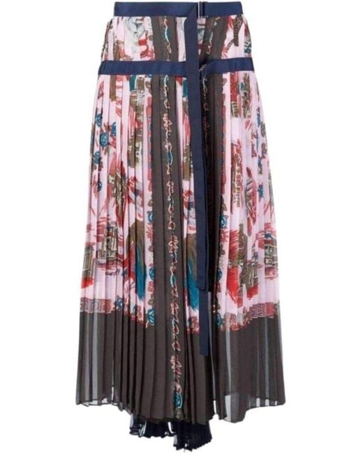 Sacai Multicolor Printed Pleat Skirt