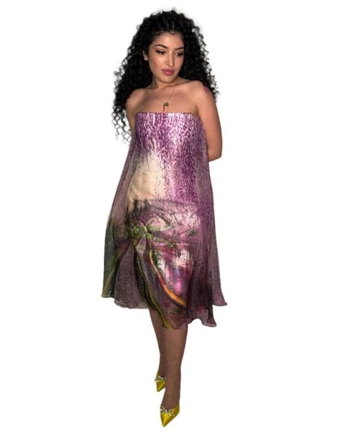 Mary Katrantzou Strapless Underwood Varro Evening Dress In Purple