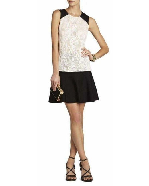 BCBGMAXAZRIA White Kaley Sleeveless Lace Top