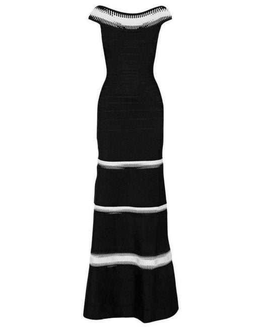 Hervé Léger Black Mariana Lattice Trimmed Bandage Gown