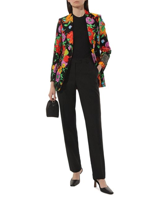 Gucci Green Floral Print Velvet Blazer