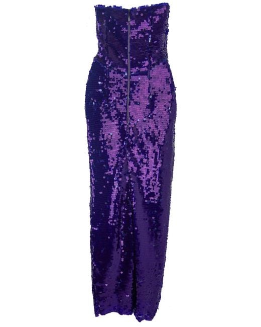 The New Arrivals Ilkyaz Ozel Purple Sequin Bustier Satin Gown