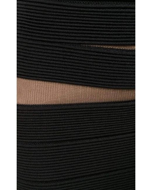 Balmain Black Sheer Fitted Mini Skirt