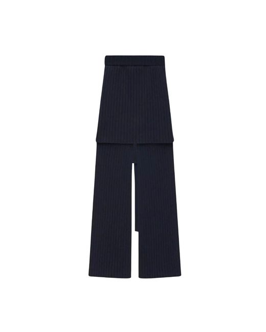 Loewe Blue Layered-skirt Flared-leg Mid-rise Wool Trousers