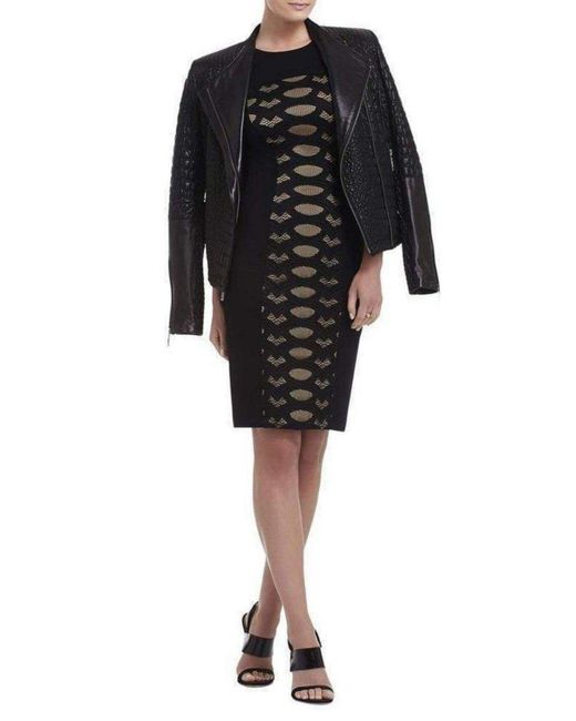 BCBGMAXAZRIA Black Leona Lace Dress With Contrast Ponte Dress