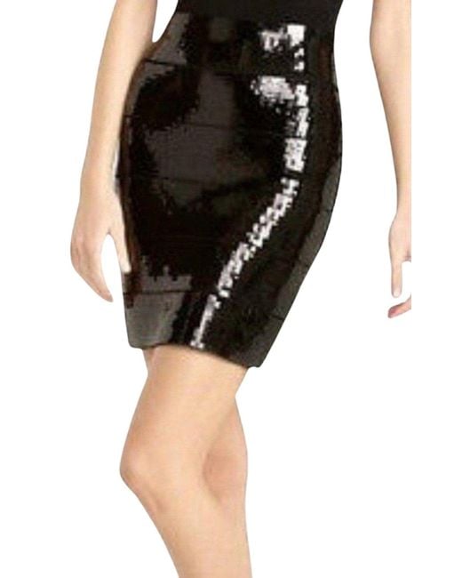 BCBGMAXAZRIA Black Sequin Pencil Power Skirt