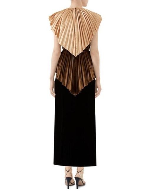 Gucci Black Colorblock Plisse Cape Dress