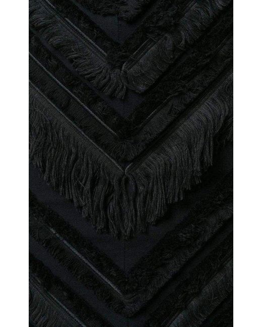 Balmain Black Chevron Fringed Mini Skirt