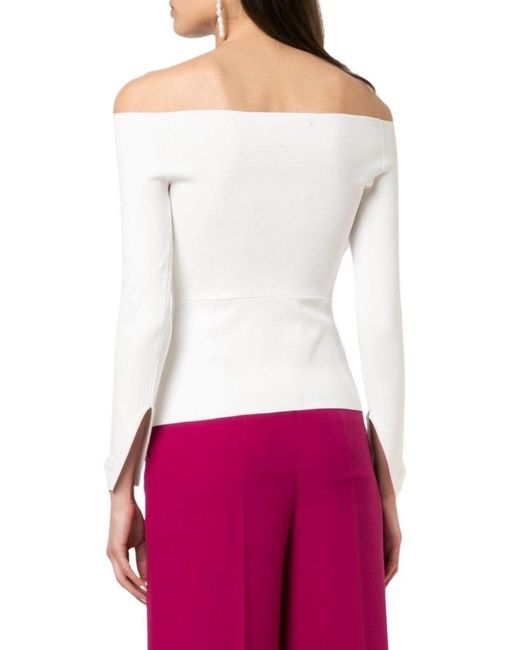 Roland Mouret White Angeles Off-the-shoulder Ponte Top