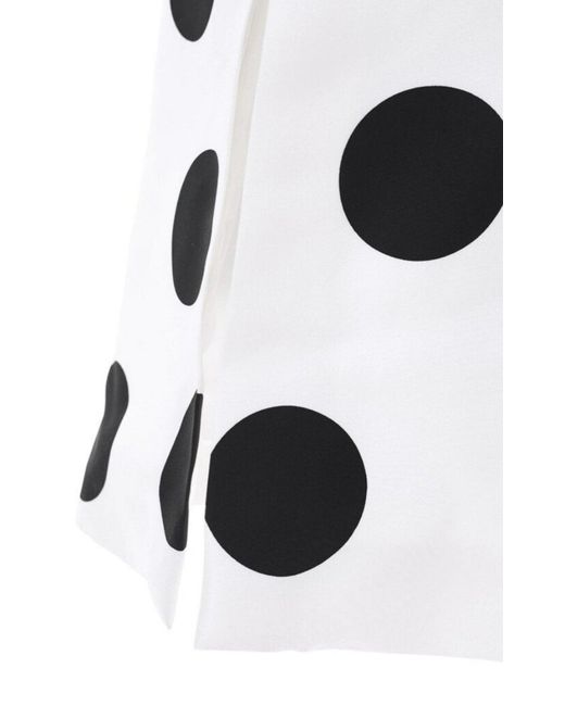 Saint Laurent White High Waist Polka Dot Silk Twill Skirt Fr 40 (us 10)