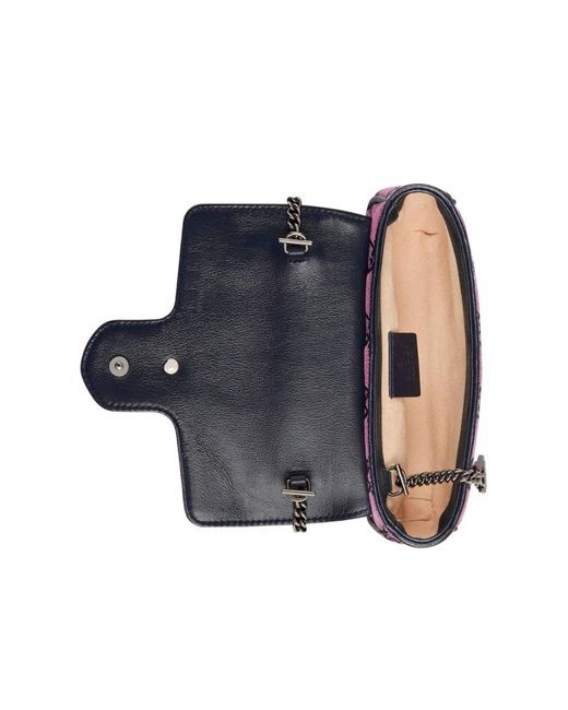 Gucci Purple GG Marmont Pink Embroidery Super Mini Bag