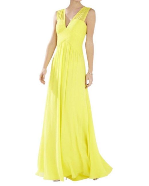 BCBGMAXAZRIA Sleeveless Yellow Gown