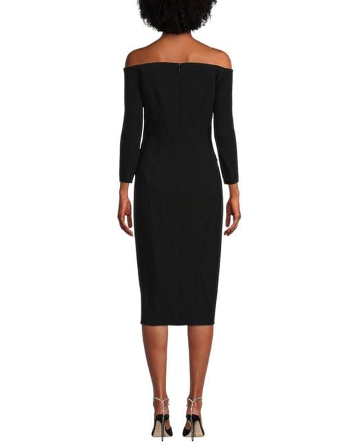 Oscar de la Renta Black V-neck Crystal Cocktail Dress