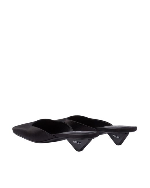 Prada Black Satin Mule Loafers