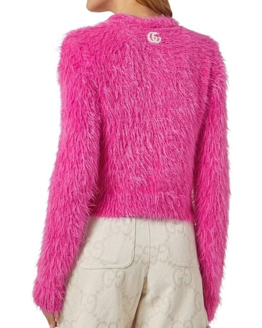 Gucci Pink Brushed Wool Cardigan