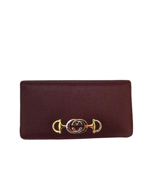 Gucci Red Zumi Burgundy Zip Around Wallet