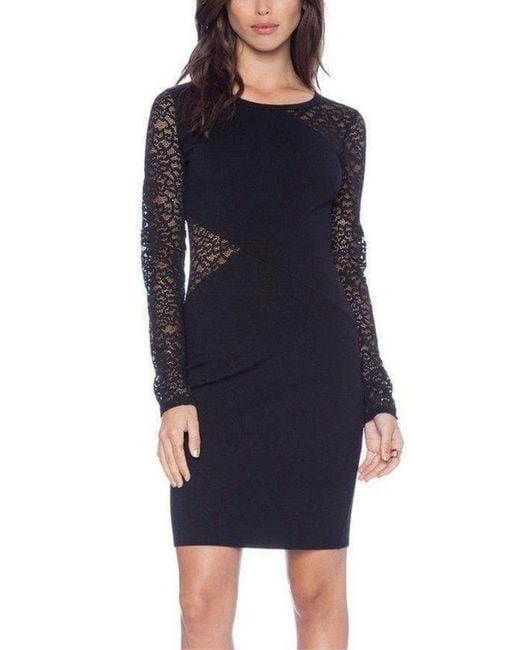 BCBGMAXAZRIA Black Jorden Lace-contrast Body-con Dress