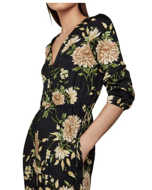 BCBGMAXAZRIA Black Garden Floral Wide-leg Jumpsuit