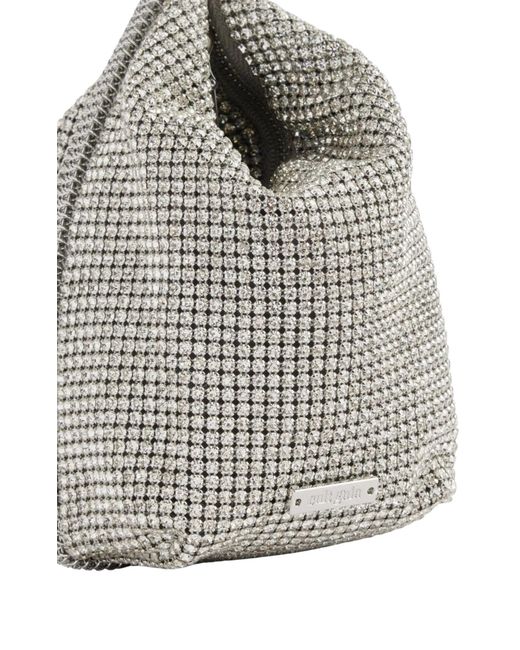 Cult Gaia White Rue Crystal Top Handle Wristlet Bag