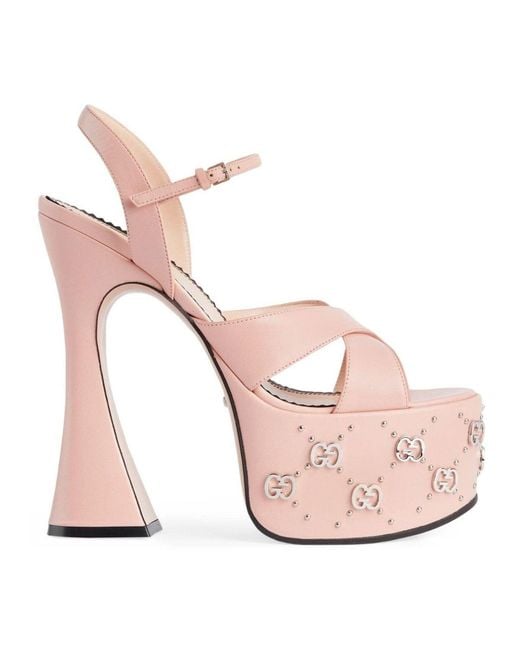 Gucci Pink Leather Platform Sandals 155