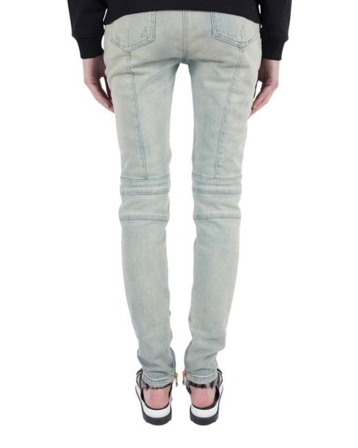 Balmain Gray Light Distressed Bikerjeans Fr 40 (us 10)