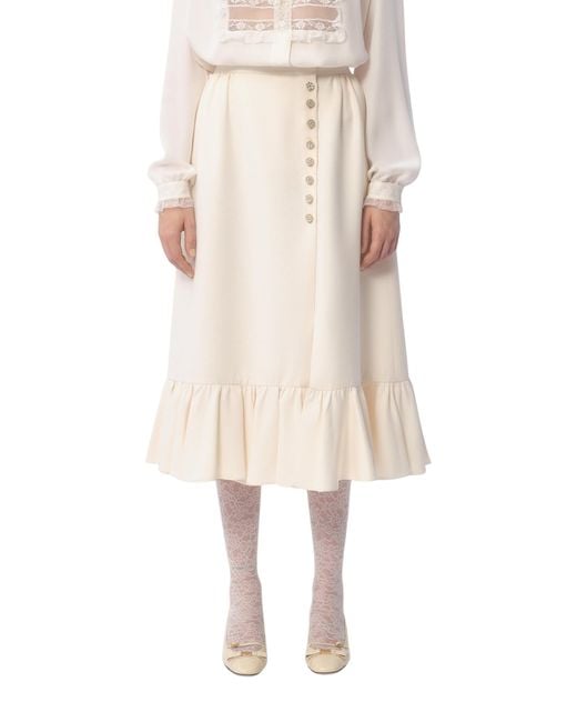 Valentino White Crepe Couture Midi Skirt