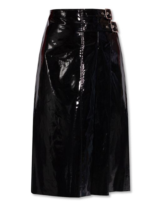 Gucci High Waisted Black Vinyl Midi Skirt