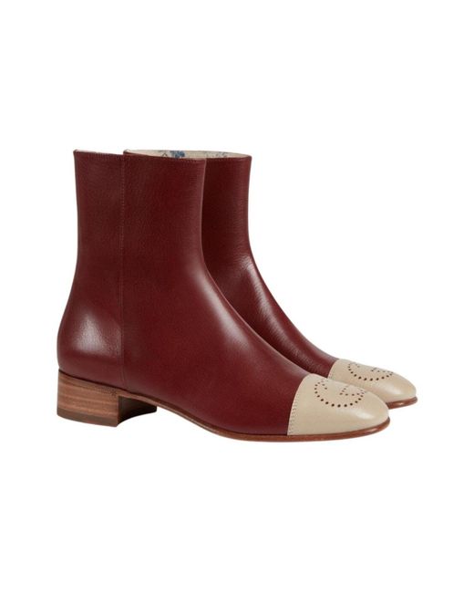 Gucci Red Interlocking G Ankle Boots